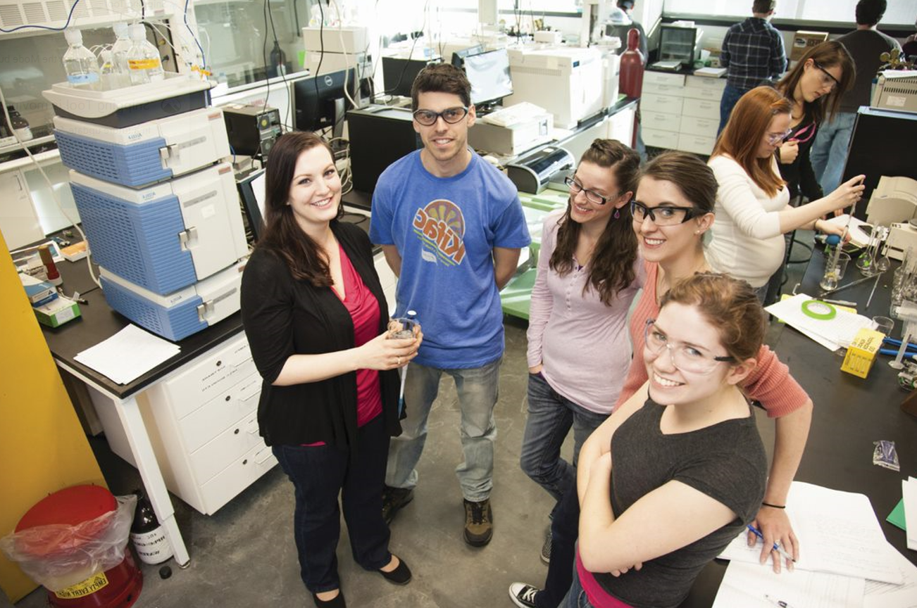 Faculty and students in the lab