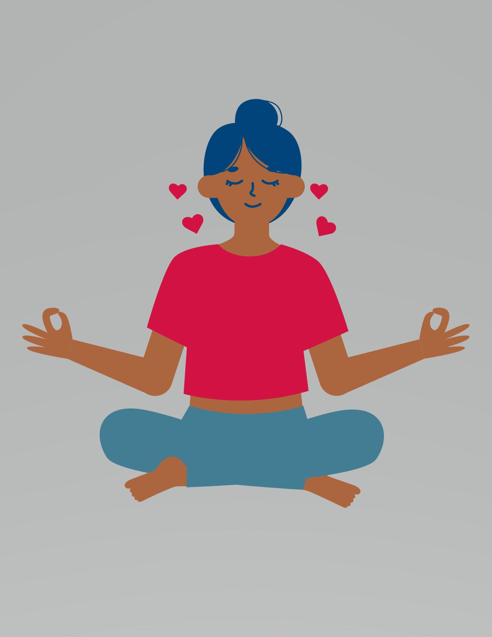 Graphic of a person in a yoga pose meditating
